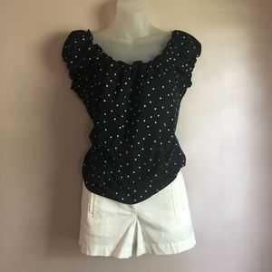 J.CREW Black and White Polka Dot Top size small